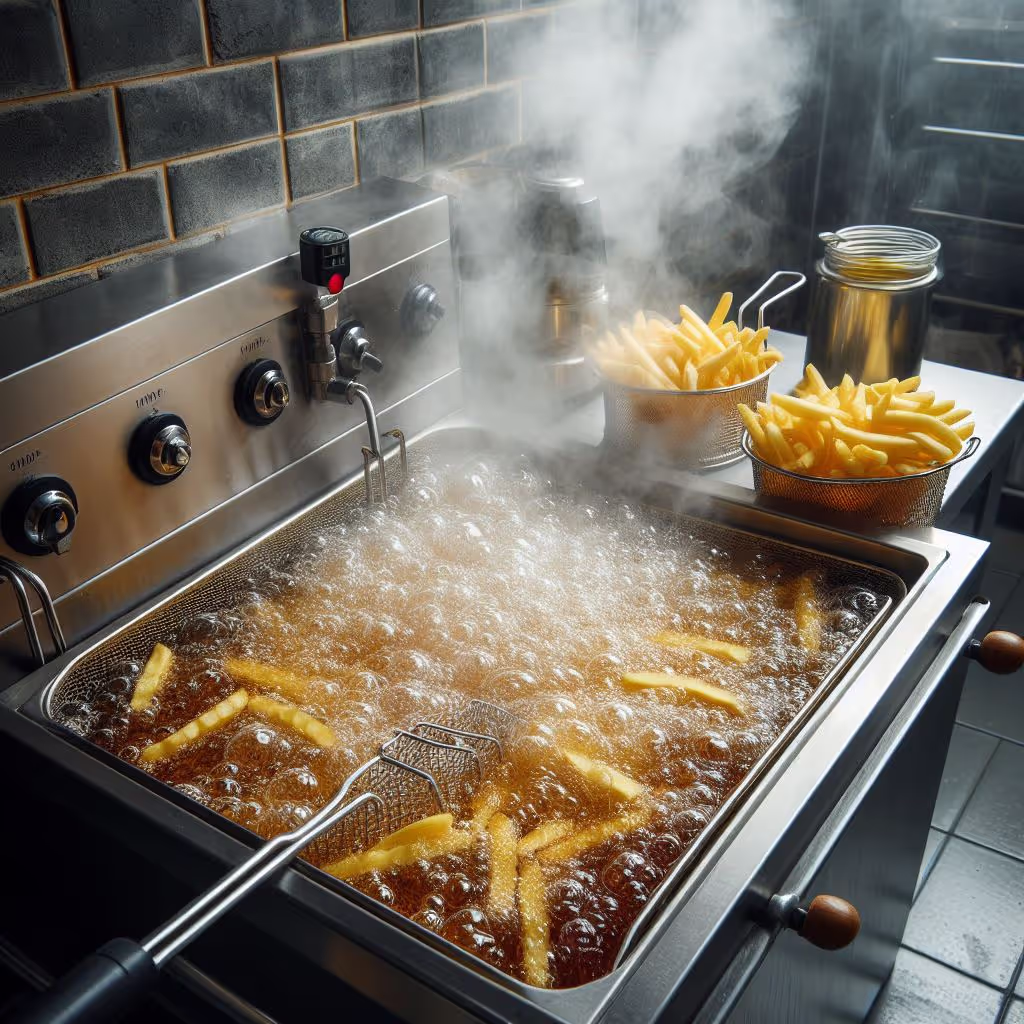 Deep fryer with used cooking oil